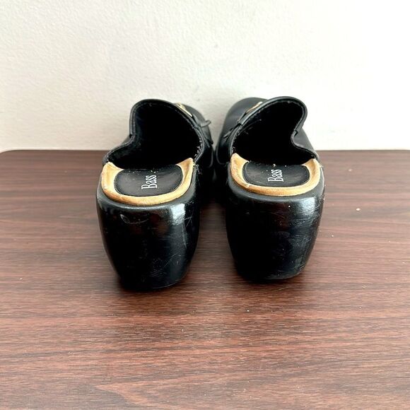 Bass Kyla Black Leather Fringe Kilted Clog Mules Sz 8 - Picture 4 of 7